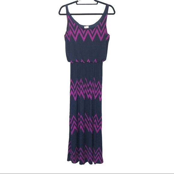 Pixley Stitch Fix Navy/Purple Jakobe Chevron Maxi Dress Size Small - Picture 1 of 8
